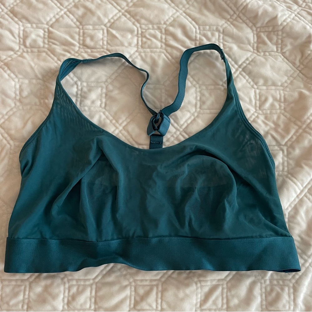 Parade Silky Mesh Racerback Scoop Bralette in Deep Sea, size 3+